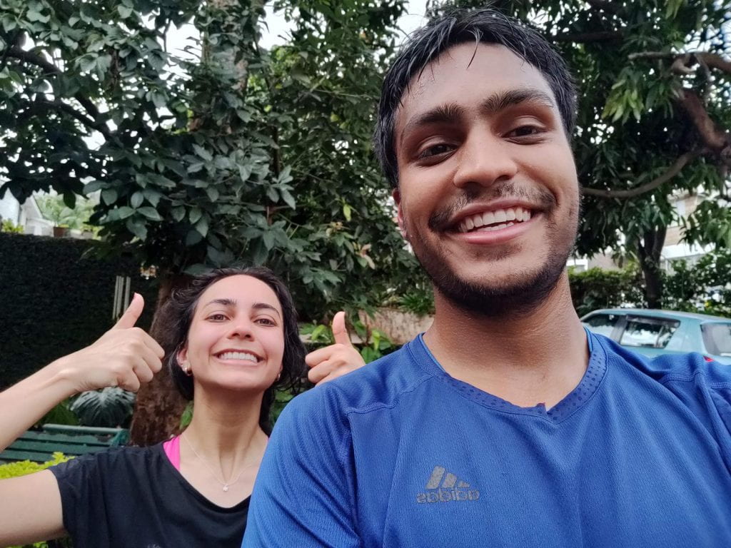 A selfie of Rushab Shah and his Sister, Sachee, smiling