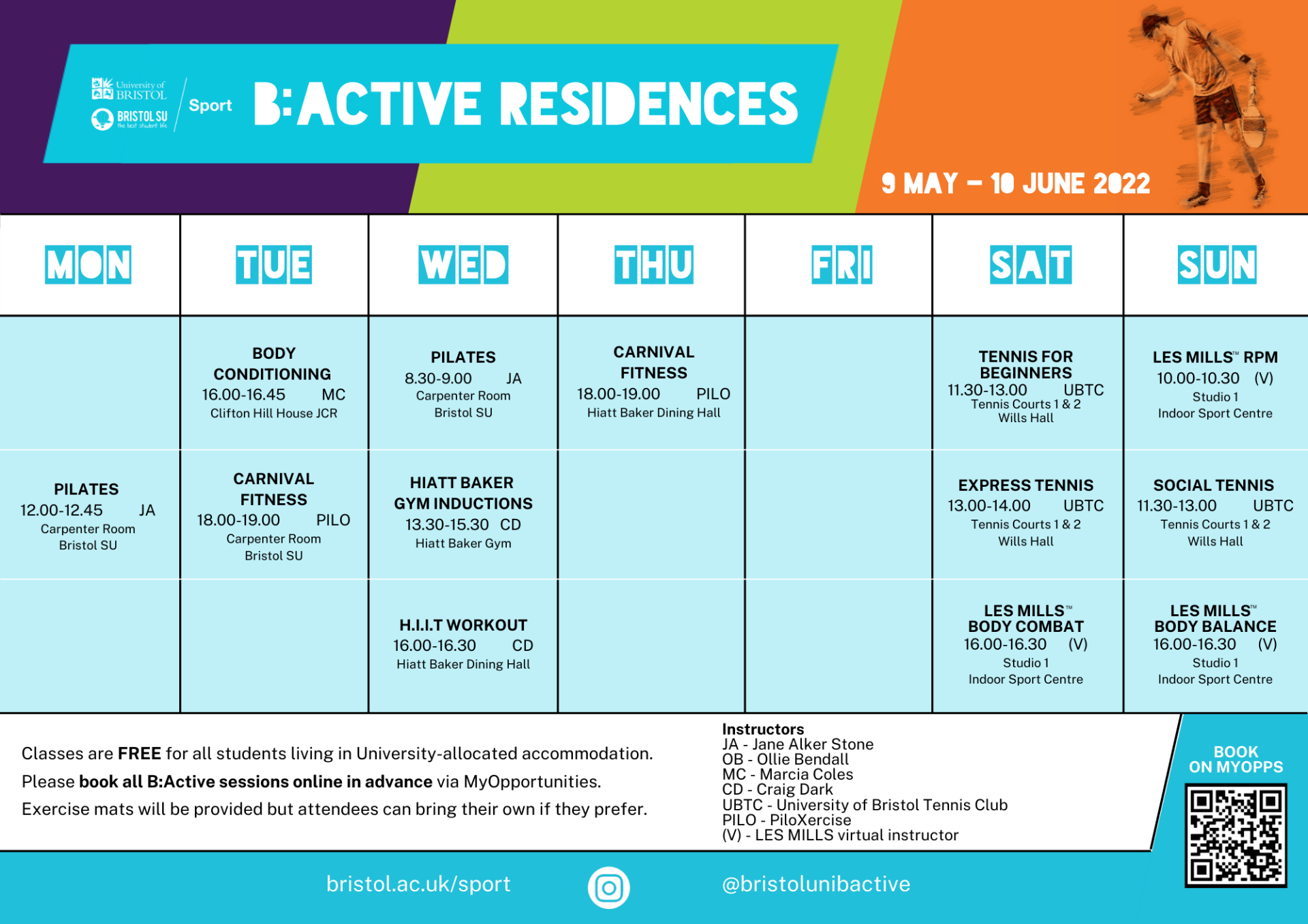 B:Active Residences timetable