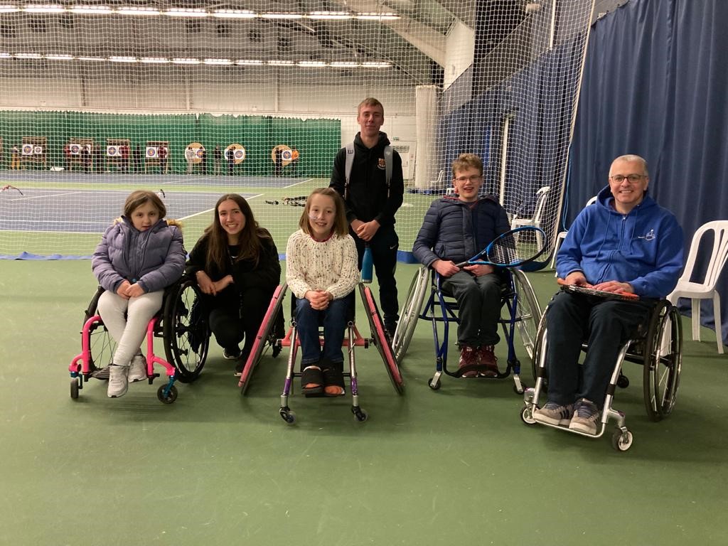 The wheelchair tennis club at Coombe Dingle indoor tennis courts